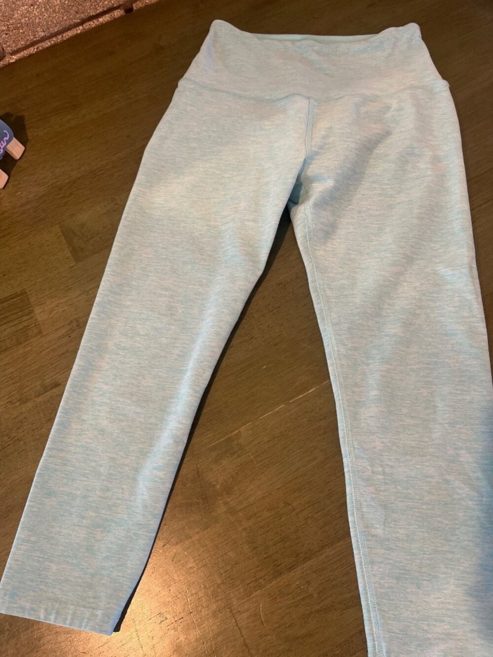 Heathered Light Blue High-Waisted Yoga Leggings For Women - Stretchy & Breathabl